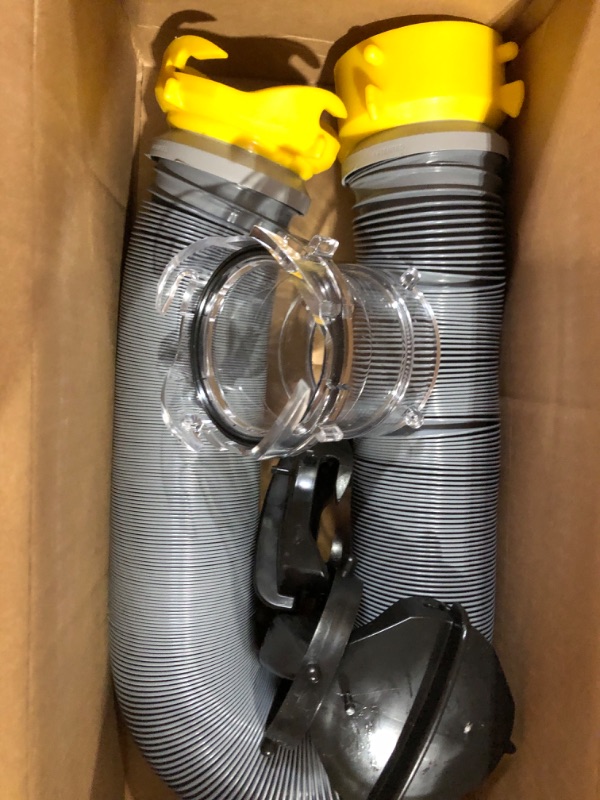 Photo 3 of Camco Deluxe Sewer Hose Kit with Swivel Fittings, Clear Elbow Fitting, Hoses, Storage Caps, and Bonus Clear Extender, 20 Feet (39658) 20' Sewer Hose Kit