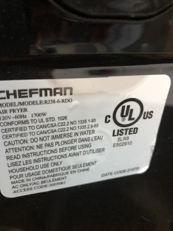 Photo 3 of **DIRTY, USED, SOME SCRATCHES** Chefman 6.3-Qt 4-In-1 Digital Air Fryer+, XL Family Size, 8 Touch Screen Presets, Black