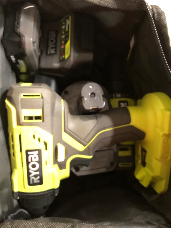 Photo 3 of **SEE NOTES**
Ryobi P1817 18V ONE+ Lithium-Ion Cordless 2-Tool Combo Kit with (2) 1.5 Ah Batteries, 18-Volt Charger, and Bag