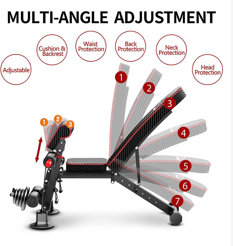 Photo 2 of Adjustable Weight Bench - Utility Weight Benches for Full Body Workout, 