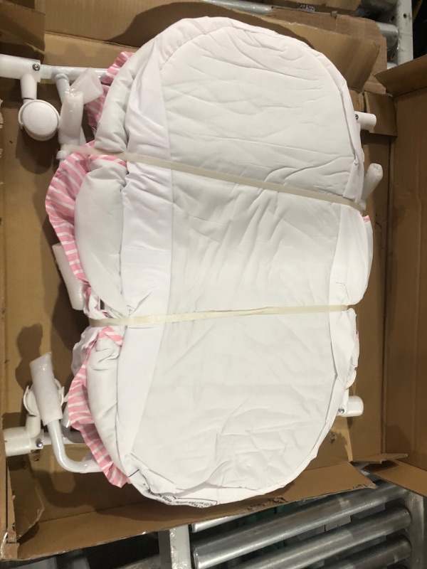 Photo 5 of Dream On Me Lacy Portable 2-in-1 Bassinet & Cradle in Pink and White