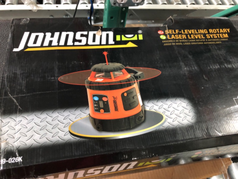 Photo 1 of Johnson Level & Tool 99-026K Self Leveling Rotary Laser System, 200-Feet Rotary Laser Level Kit + Tape Measure