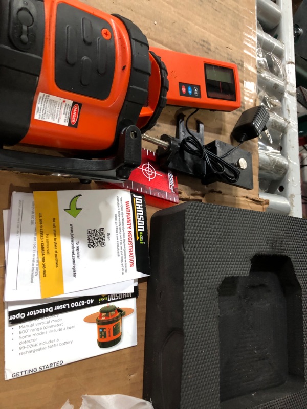 Photo 1 of Johnson Level & Tool 99-026K Self Leveling Rotary Laser System, 200-Feet Rotary Laser Level Kit + Tape Measure