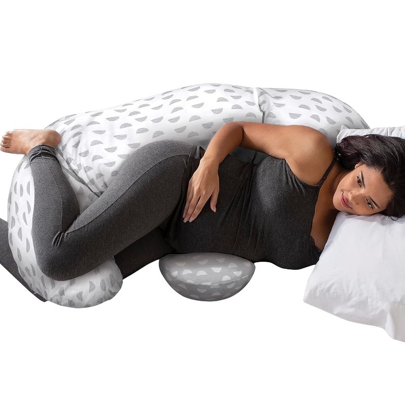 Photo 1 of Boppy Full Body Side Sleeper Pillow, Mirage White and Gray Cover, Versatile All-Around Body Comfort for Pregnancy and Postpartum