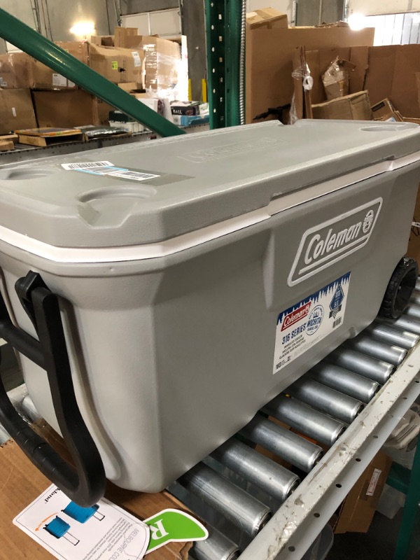 Photo 3 of ***DRAIN CAP DAMAGED*** Coleman Ice Chest | Coleman 316 Series Wheeled Hard Coolers Rock Gray 100 Quart Wheeled Coolers