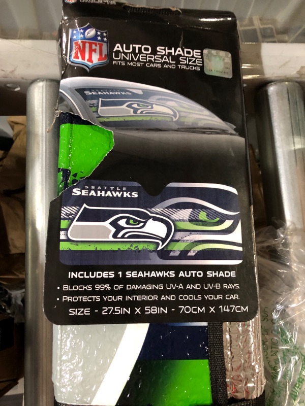 Photo 2 of  NFL Windshield Sun Auto Shade, 59" x 29.5", Colorful Team Design Seattle Seahawks