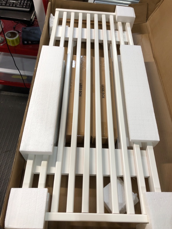 Photo 2 of (USED/DAMAGED) Plank+Beam Mid-Century Single Wood Entryway Bench, White White 41.25"