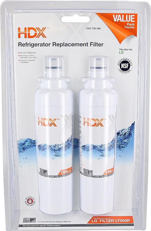 Photo 2 of (OPEN PACKAGE/USED) HDX FML-4 Replacement Water Filter / Purifier for LG Refrigerators (2 Pack)
