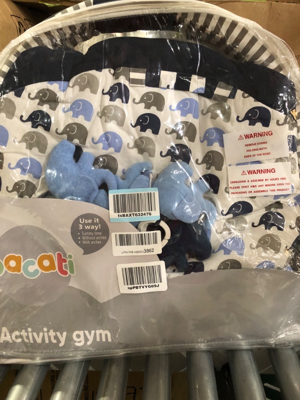 Photo 3 of Bacati - Activity Gyms & Playmats (Elephants Blue/Grey)