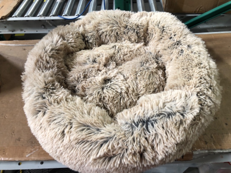Photo 2 of **SEE NOTE** SHENGYAO Pet Cushion Mat Plush Donut Orthopedic Dog Mattress Warm Soft Comfortable Cat Crates Non-Slip Bottom,Beige-55cm 55cm Beige