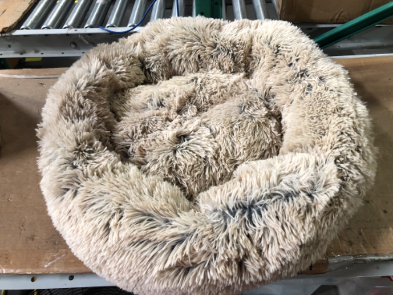 Photo 1 of **SEE NOTE** SHENGYAO Pet Cushion Mat Plush Donut Orthopedic Dog Mattress Warm Soft Comfortable Cat Crates Non-Slip Bottom,Beige-55cm 55cm Beige