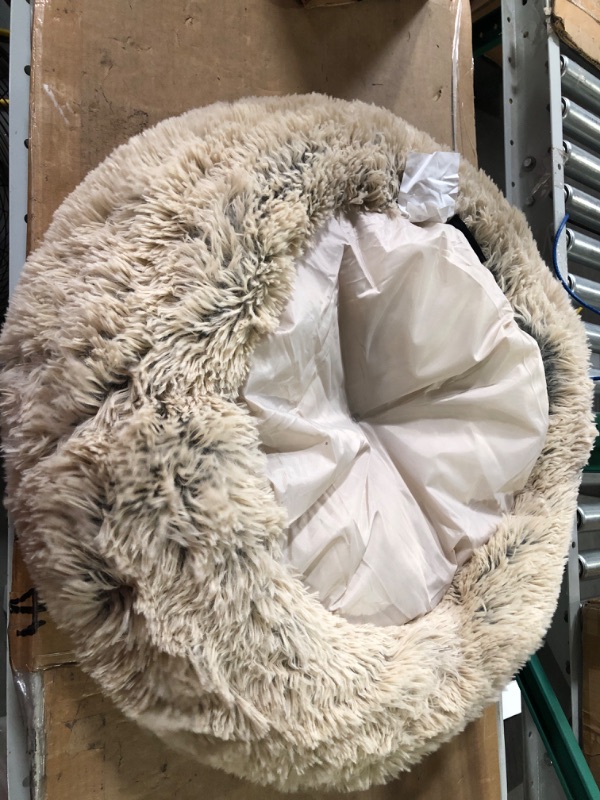 Photo 3 of **SEE NOTE** SHENGYAO Pet Cushion Mat Plush Donut Orthopedic Dog Mattress Warm Soft Comfortable Cat Crates Non-Slip Bottom,Beige-55cm 55cm Beige