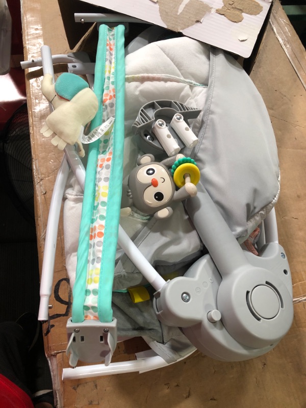 Photo 3 of Bright Starts Whimsical Wild Portable Compact Automatic Deluxe Baby Swing with Music and Taggies, Newborn and up