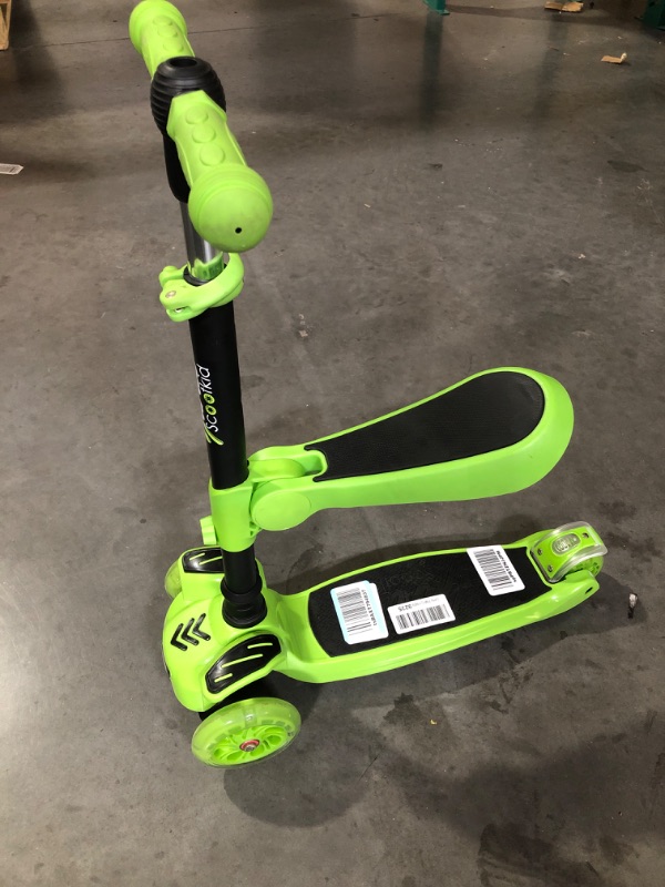 Photo 1 of 3 Wheeled Scooter for Kids - Stand & Cruise Child/Toddlers Toy Folding Kick Scooters w/Adjustable Height, Anti-Slip Deck, Flashing Wheel Lights, for Boys/Girls 2-12 Year Old - Hurtle HURFS56 Green