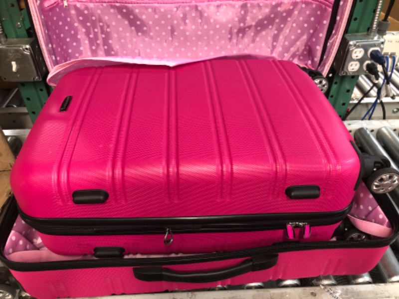 Photo 3 of USED - Rockland Melbourne Hardside Expandable Spinner Wheel Luggage, HOT PINK , 3-Piece 