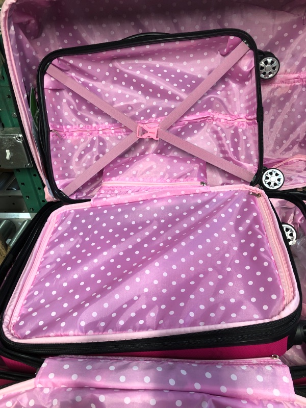 Photo 5 of USED - Rockland Melbourne Hardside Expandable Spinner Wheel Luggage, HOT PINK , 3-Piece 