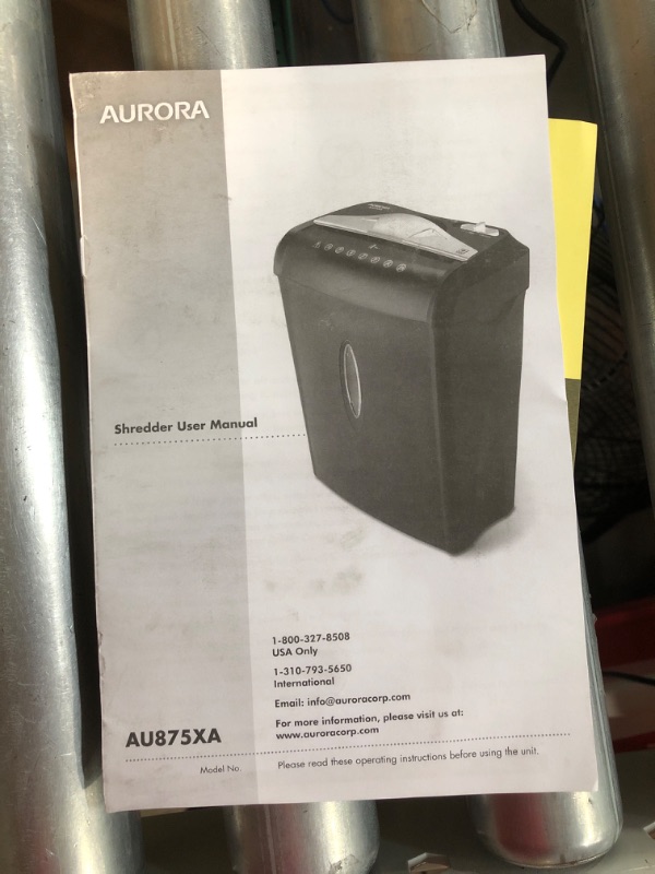 Photo 1 of DAMAGED- Aurora Au875xa 8-Sheet Crosscut Paper and Credit Card Shredder