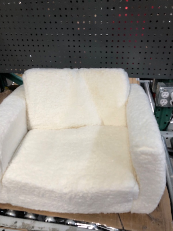 Photo 2 of ALIMORDEN 2-in-1 Flip Out Extra Wide Cuddly Sherpa Toddler Couch, Cream