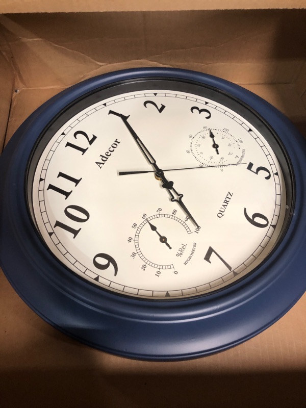 Photo 2 of * not functional * sold for parts or repair *
Outdoor Clocks with Thermometer and Hygrometer Combo, Waterproof Metal Wall Clock,