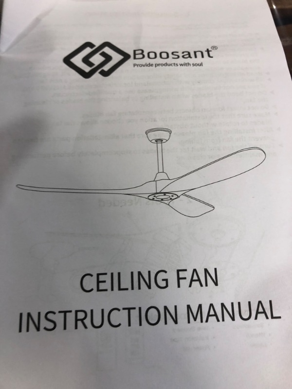 Photo 2 of BOOSANT 72” Ceiling Fans Without Light, Solid Wood Ceiling Fan with Remote Control and Quiet DC Motor - 72 INCH Black Walnut