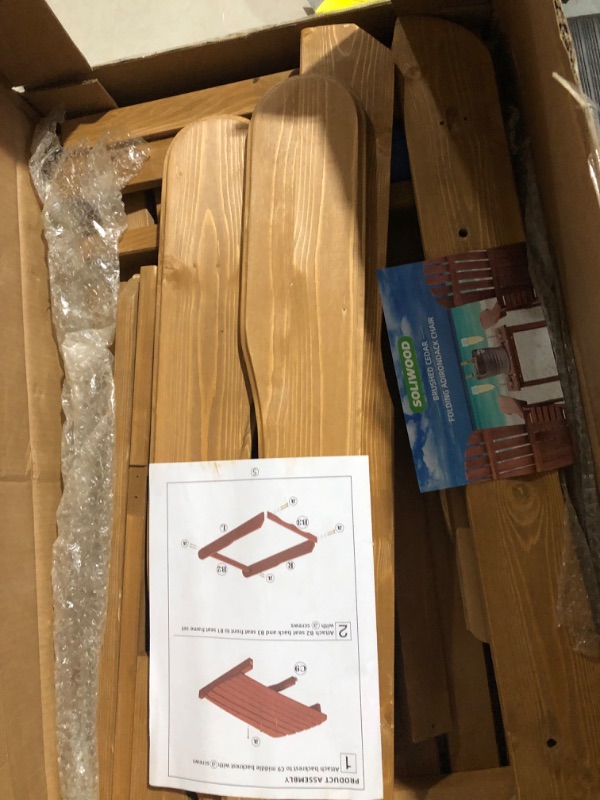 Photo 1 of * item used and damaged * see images *
SoliWood Wooden Folding Adirondack Chair, Half Pre-Assembled, Outdoor Patio Lounge Chair 31"D x 28"W x 36"H