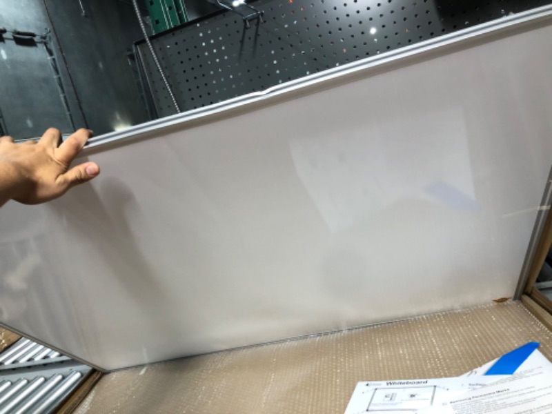 Photo 2 of Lockways White Board Dry Erase Board 48 x 36 Inch, Magnetic Whiteboard 4 x 3, Silver Aluminium Frame, Set Including 1 Detachable Aluminum Marker Tray, 3 Dry Erase Markers, 8 Magnets 48 x 36 Inch Silver