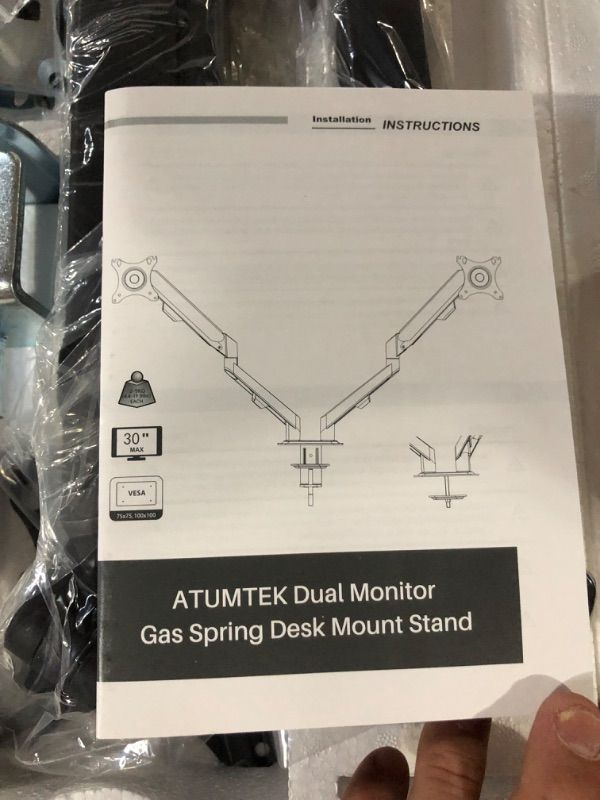 Photo 1 of ATUMTEK Dual Monitor Mount Stand - Double Monitor Arm Stand for 15" to 30" Computer Screens VESA Mount Black
