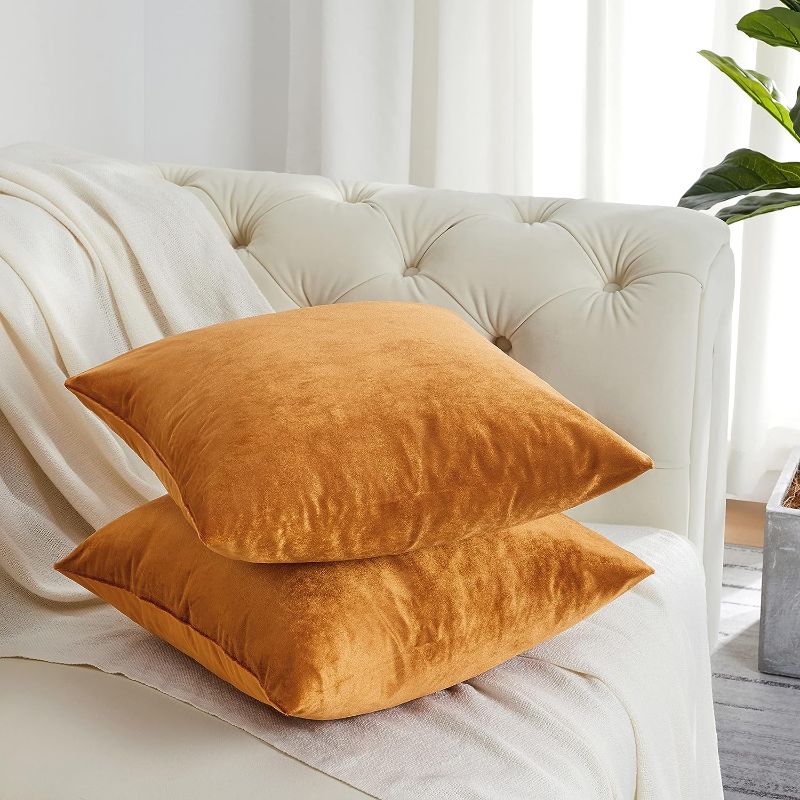 Photo 1 of *STOCK PHOTO FOR REFERENCE*
Pack of 2 Throw Pillow Covers 20 x 20 Cinnamon Dark Orange Decorative Cotton Blend Cushion Covers for Couch Sofa