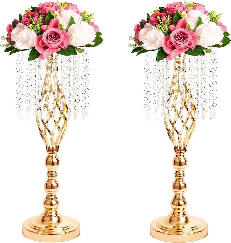 Photo 1 of 2 Pcs Metal Centerpieces for Table Chandelier Stands, Gold