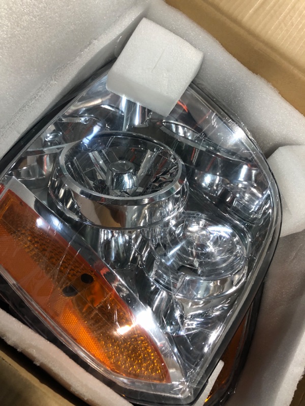 Photo 2 of DWVO Headlight Assembly Compatible with 2007 2008 2009 2010 2011 2012 2013 2014 GMC Yukon XL 1500 2500 Headlamp Passenger and Driver Side Chrome Housing Clear Lens Amber Reflector