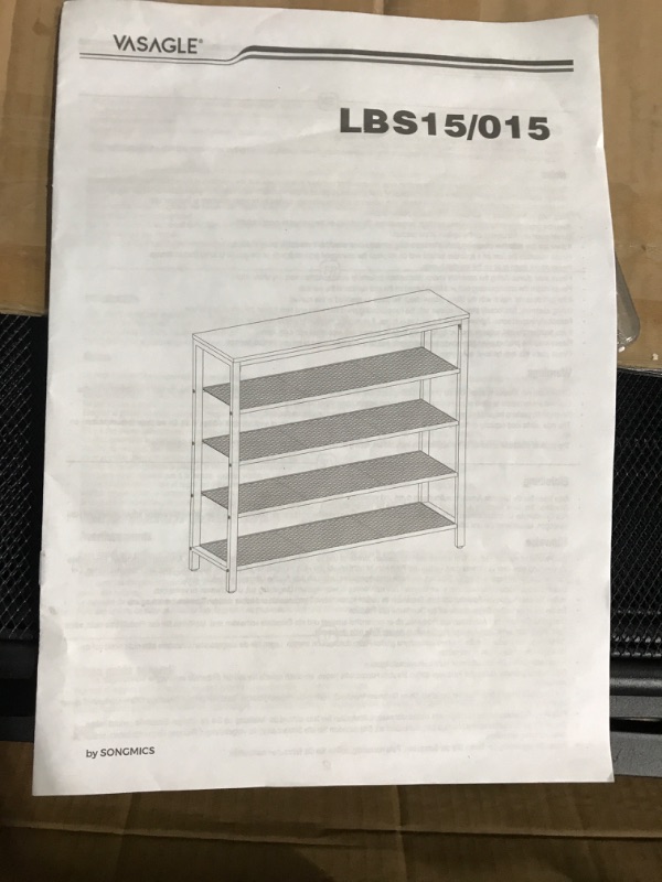 Photo 3 of [FOR PARTS, SEE NOTES]
VASAGLE Shoe Rack, 5-Tier Shoe Storage Organizer with 4 Metal Mesh Shelves for 16-20 Pairs and Large Surface for Bags, for Entryway, Hallway, Closet, Industrial, Rustic Brown and Black ULBS15BX Rustic Brown + Black