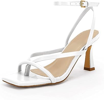 Photo 1 of Coutgo Womens Kitten Heel Sandal Ankle Buckle Strap Square Open Toe Thong Strap Dress Shoes 9.5
