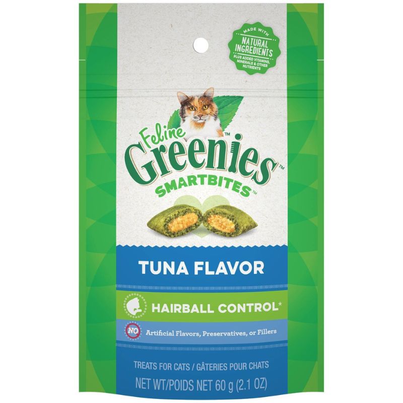 Photo 1 of  FELINE GREENIES Adult Natural Dental Care Cat Treats, Tuna Flavor, 2.1 oz. Pouch(Pack of 10)