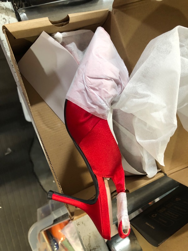 Photo 1 of Coutgo Heels for Women Pointed Toe Stiletto Sandals Bow Tie Slip On Slingback Wedding Dress Satin Shoes SIZE 6.5
