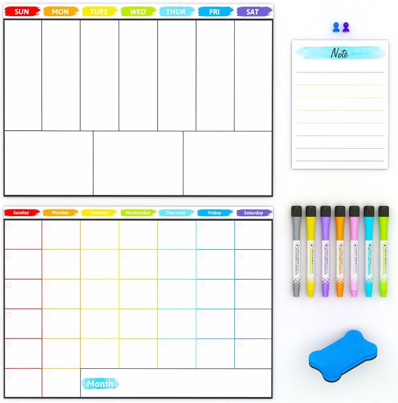 Photo 1 of Monthly & Weekly Magnetic Fridge Dry Erase Calendar 