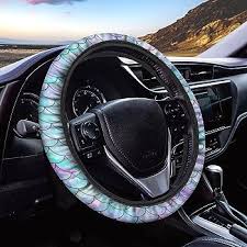 Photo 3 of Larkverk Mermaid Scales Purple Steering Wheel Cover for Women Girls,15 Inch 
