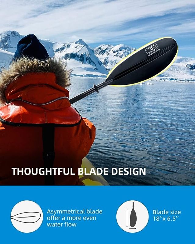 Photo 1 of * used item * 47" *
 OCEANBROAD Kayak Paddle Alloy Shaft Kayaking Oar with Paddle Leash 1 Paddle Black 