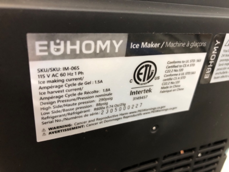 Photo 1 of * not functional * sold for parts * repair *
EUHOMY Countertop Ice Maker Machine with Handle, 25.5lbs 