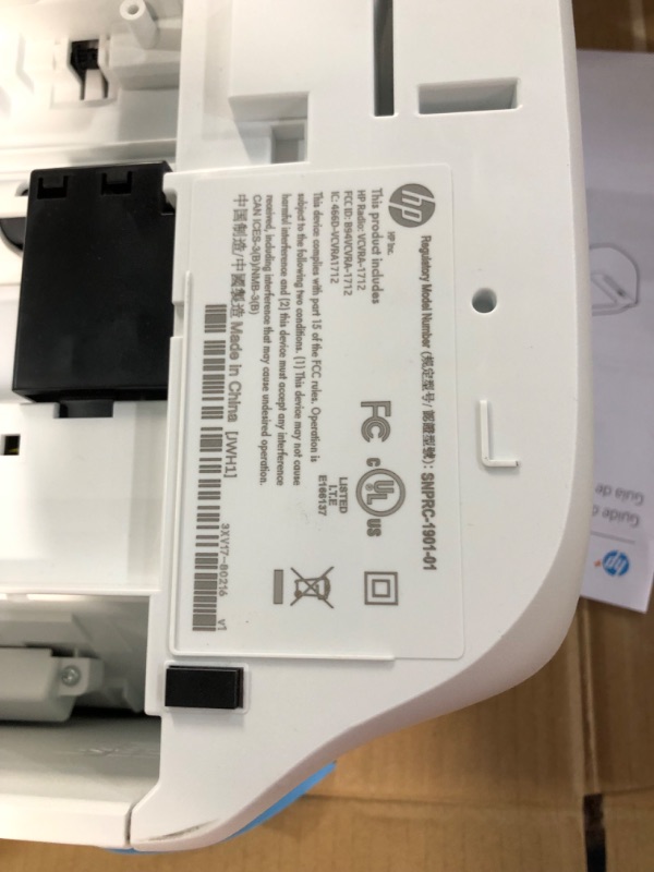 Photo 1 of HP DeskJet 2755e Wireless Color All-in-One Printer with bonus 6 months Instant Ink (26K67A), white