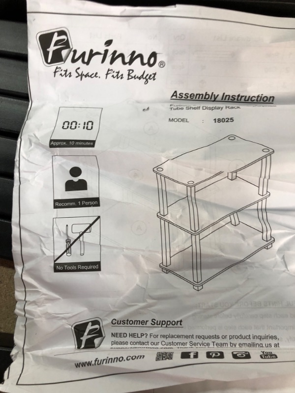 Photo 4 of **BROKEN CORNER** Furinno Turn-S-Tube 3-Tier Compact Multipurpose Shelf Display Rack with Square Tube