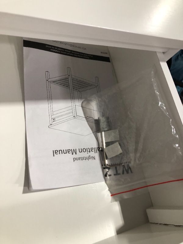 Photo 1 of **CRACK ON ONE PART SEE PHOTOS** WTZ Nightstand, Bedside Table with Drawer, Square End Table, Bamboo Side Table, 1 White