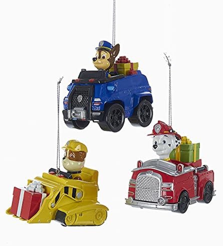 Photo 1 of Kurt Adler 3 Assorted Paw Patrol Characters on Trucks Multiples Christmas Ornaments