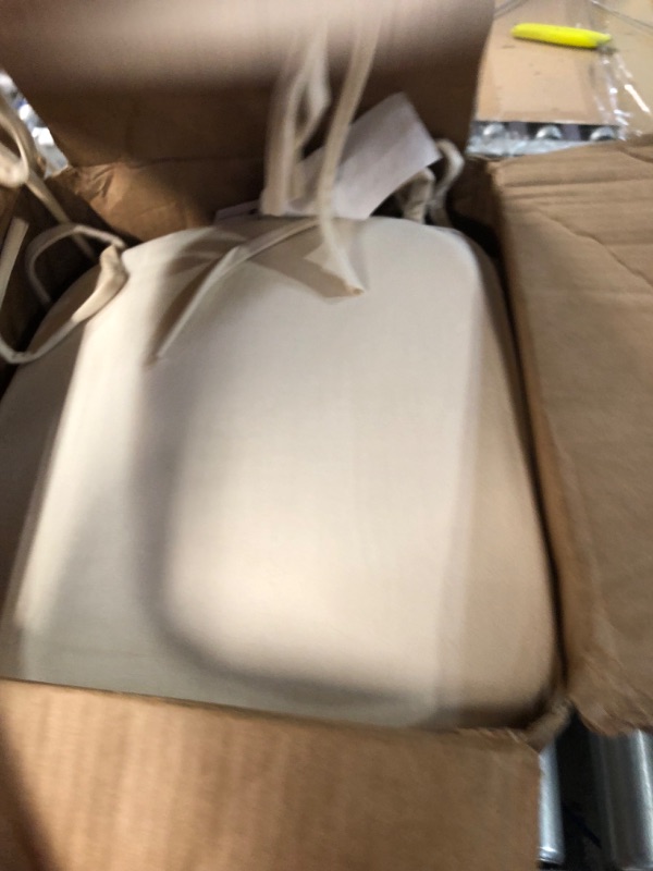 Photo 4 of **USED**downluxe Indoor Chair Cushions for Dining Chairs, Soft and Comfortable Textured Memory Foam Kitchen Chair Pads with Ties16" x 16" x 2", Beige, 6 Pack Beige