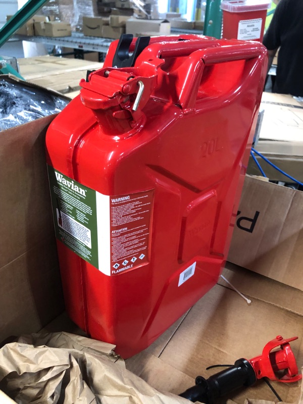 Photo 2 of Wavian USA JC0020RVS Red Authentic NATO Jerry Fuel Can and Spout System (20 Liter)