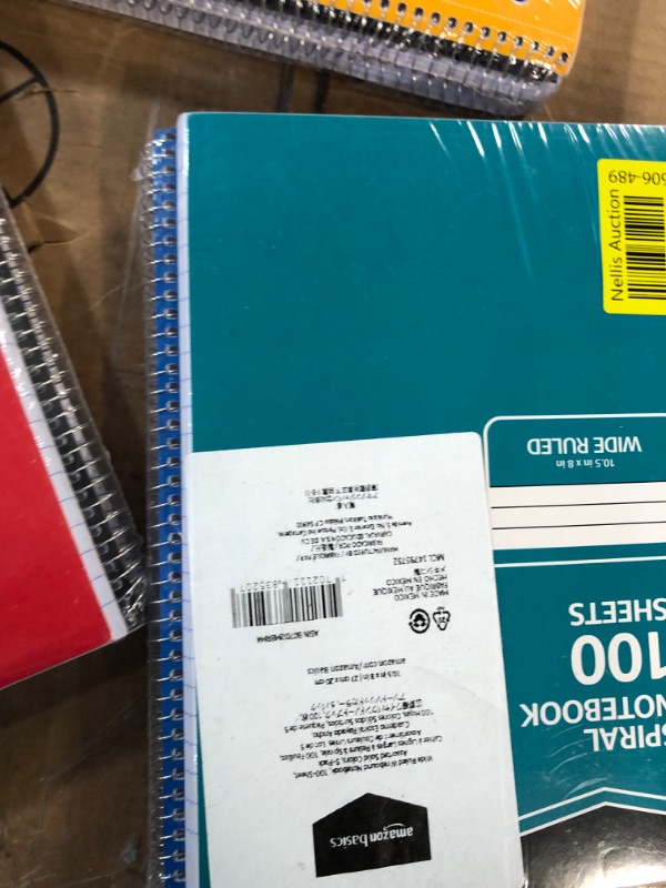Photo 1 of Amazon Basics Wide Ruled Wirebound Spiral Notebook, 100 Sheet - 5-Pack, Assorted Solid Colors 100-Sheet Notebooks 5-Pack