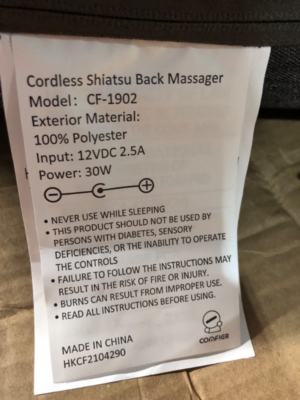 Photo 3 of COMFIER Cordless Back Massager with Heat - Rechargeable Chair Massager, Shiatsu Massage Chair Pad with Adjustable Intensity,Portable Massage Cushion, Ideal Gifts for Men/Women