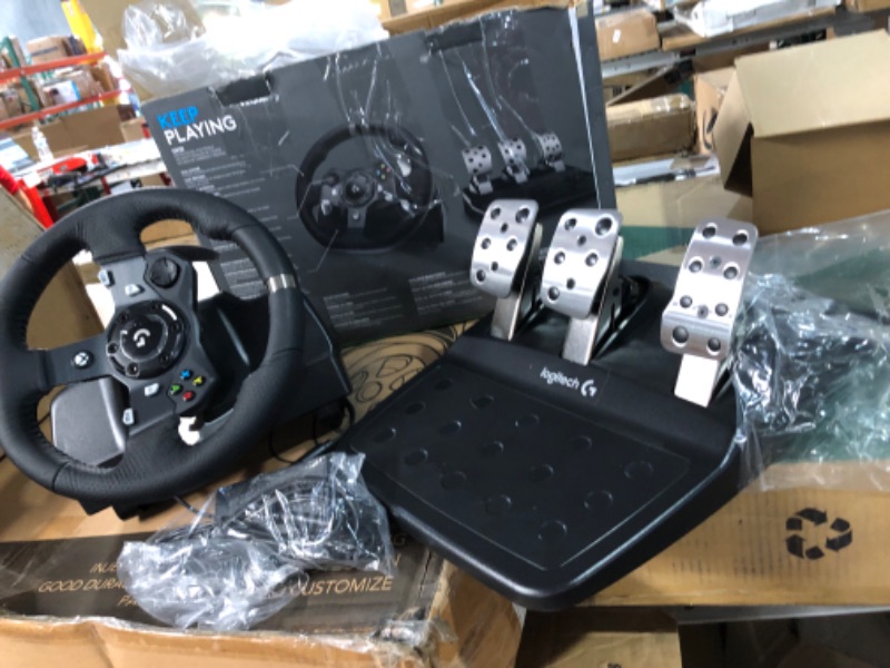 Photo 2 of Logitech G920 Driving Force Racing Wheel and Floor Pedals, Real Force Feedback, Stainless Steel Paddle Shifters, Leather Steering Wheel Cover for Xbox Series X|S, Xbox One, PC, Mac - Black Wheel Only