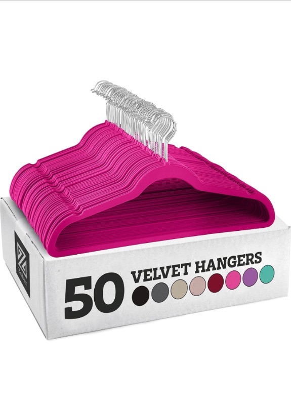 Photo 1 of ZOBER Velvet Hangers 30 Pack - Heavy Duty Pink Hangers for Coats, Pants & Dress Clothes - 