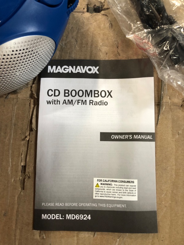 Photo 1 of Magnavox MD6924-BL Portable Top Loading CD Boombox