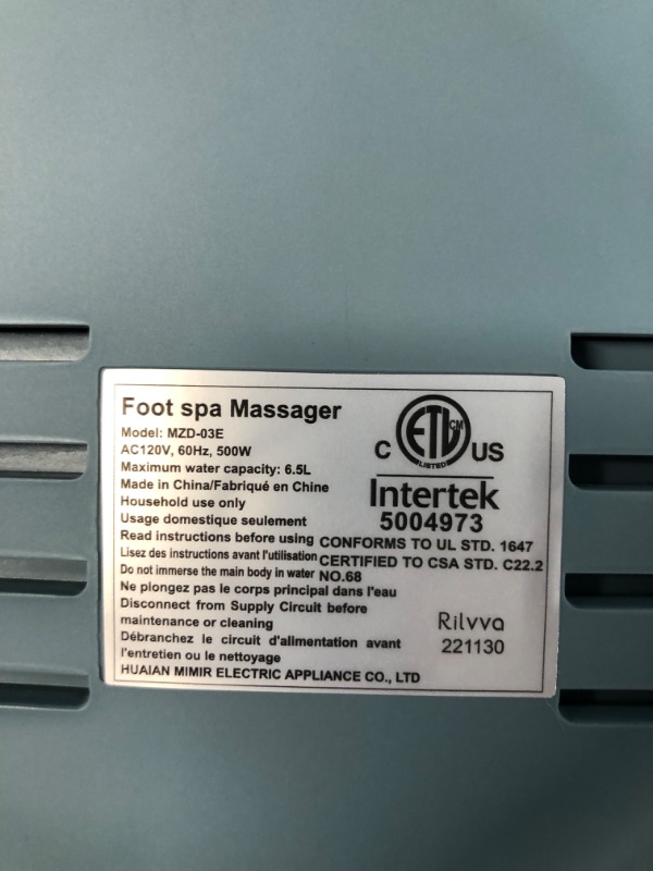 Photo 3 of *BOX OPENED FOR INSPECTION* Rilvva Motorized Foot Spa, Blue